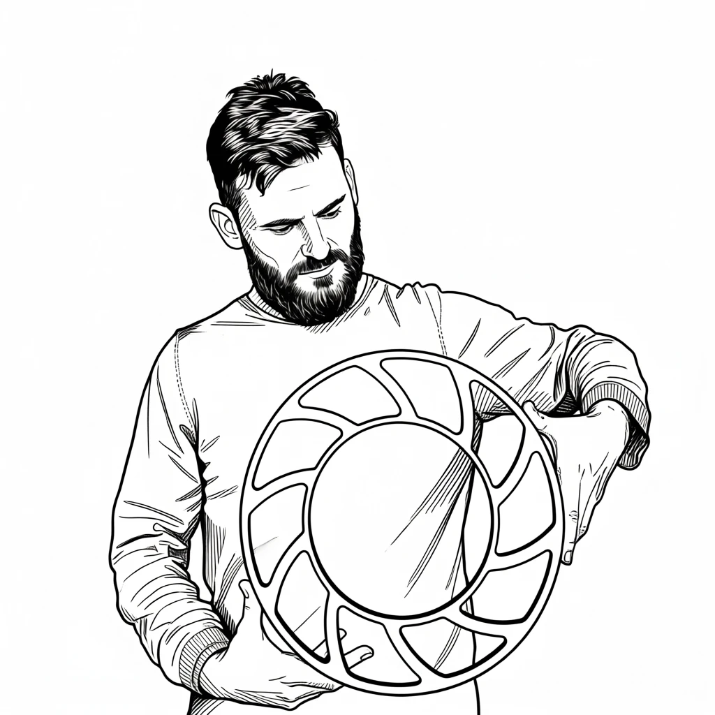Illustrated portrait of Stefan Waldner holding a ceramic component